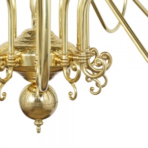 Flemish Candle-Style Brass Two-Tier Chandelier, 20-Light